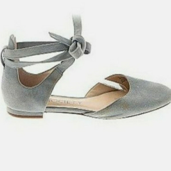 Sole Society So Pauly ballet flat suede sz 9.5 block heel ankle wrap - Picture 4 of 12